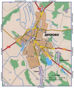 Карта города Дятлово, масштаб 1:40000